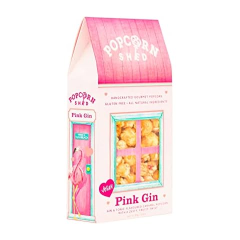 Popcorn Shed Pink Gin Gourmet Popcorn, Gift Box, Alcoholic Popcorn, Gluten Free, Natural, Vegan Movie Night Snack, 80 g Cover