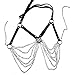Women's Leather Chest Harness Top, Waist Chain Belt with Belly Bra, Punk Gothic Rock Body Harness, Adjustable Corset Belt for Rave, Festival, Nightclub, Halloween Cosplay Costume Accessories