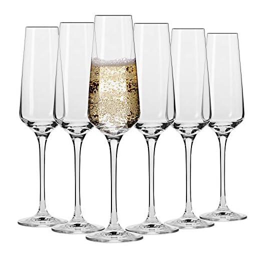 Krosno Sektgläser Champagner-Gläser Sektflöten | Set von 6 | 180 ML | Avant-Garde Kollektion | Proseccogläser | Perfekt für zu Hause Restaurants und Partys | Spülmaschinenfest und Mikrowellengeeignet