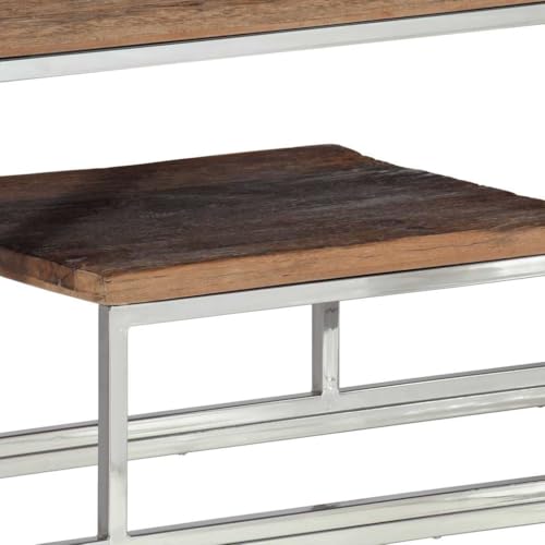 Mesa de pasillo estable en acero inoxidable y madera maciza 8