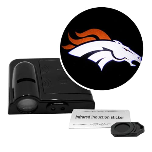 Sporticulture NFL American Football Denver Broncos - Car Door Lights Logo Shadow Display - Car Accessories with One Team Logo Slide - Compatible for Most Car Models - Battery Powered, 2.5” x 2.5”