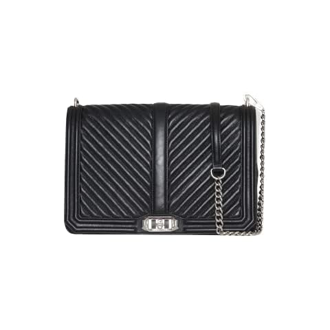Rebecca Minkoff Chevron Quilted Jumbo Love Crossbody, Black, Black Cover