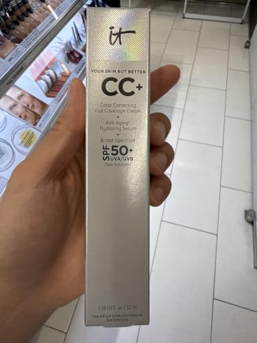Image of IT Cosmetics CC+ Cream - Natural Full Coverage Foundation With SPF 50+, Color Corrector & Anti-Aging Hydrating Serum, Hyaluronic Acid + Peptides, Lightweight Up To 24H Wear, All Skin Types