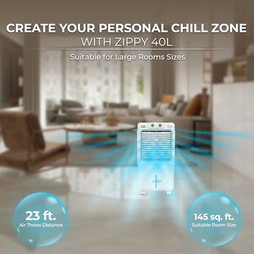 Image of RR Zippy 40L Personal Air Cooler For Home | High Speed Fan | Silent & Powerful | Inverter Compatible | Cooler For Room | 1 Year Warranty【White】