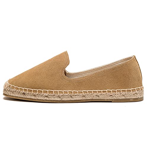Image of Men's Classic Suede Canvas Round Cap Toe Espadrilles Loafers Pure Color Slip On Comfortable Flats Shoes