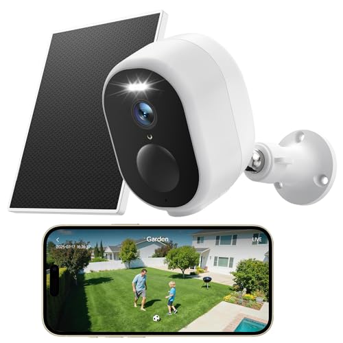 GNCC 2K Telecamera Wi-Fi Esterno Batteria Senza Fili Con Solare Pannello, Videocamera Esterno con...