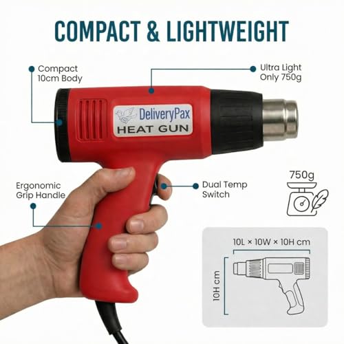 Image of Delivery Pax Hot Gun Machine for Packing Wrapping 2000W WITH 6 MONTHS WARRANTY Heat Gun Machine Dual Temperature | Hot Air Gun for paint removal, sticker removal | Heat Gun for Shrink Wrapping