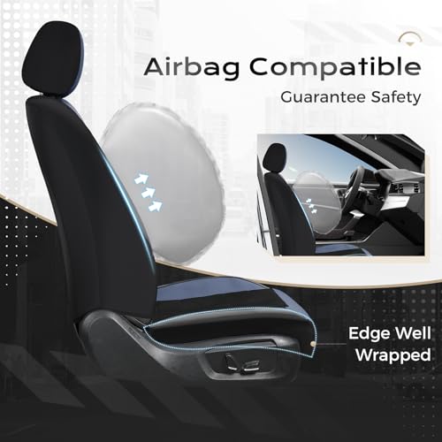 Image of Coverado Seat Cover, Car Seat Cover Front Seats, 3D Air Mesh Breathable Seat Protectors Sports Carbon Fiber Design Airbag Compatible Comfort Universal for Most Cars, Van,Trucks, SUV, Black&Blue