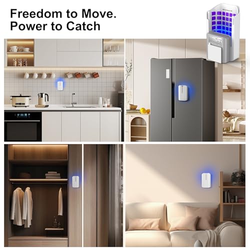 Image of Cordless Fruit Fly Trap for Indoors and Outdoors - 2 Device + 10 Refills Rechargeable Gnat Traps for House Indoor with Replaceable Glue Boards, Safe & Odor-Free Sticky Hanging Fly Traps