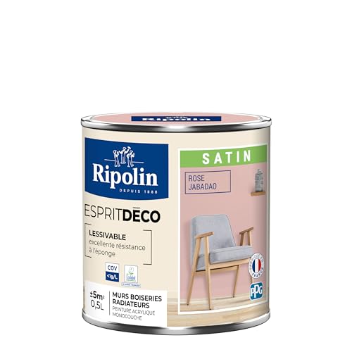 RIPOLIN - Peinture Intérieure Multi-Supports – Murs, Boiseries & Radiateurs – Ultra Couvrante – Lessivable – Application Facile – Ecolabel - Satin - 0,5L -...