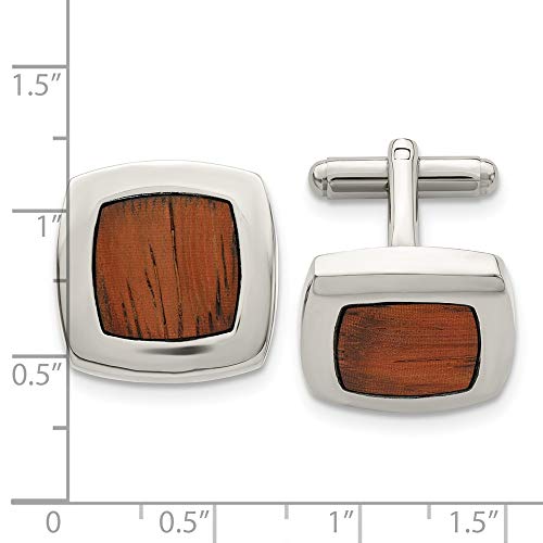Mancuernillas para hombre con incrustación de madera 20 mm miniatura 3
