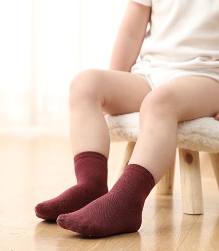 Image of JAKIDAR 12 Pack Baby Socks Cotton Crew Toddler Socks Grips Non Slip Bottom Kids Socks