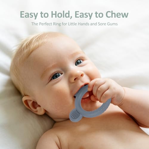 Image of Eascrozn Baby Teething Toys Over 3 Months, 3 Pack Bear Silicone Teething Rings for Babies, Sensory Chew Toys for Teething Relief, BPA Free Infant Toys Boys Girls Gifts Baby Essentials