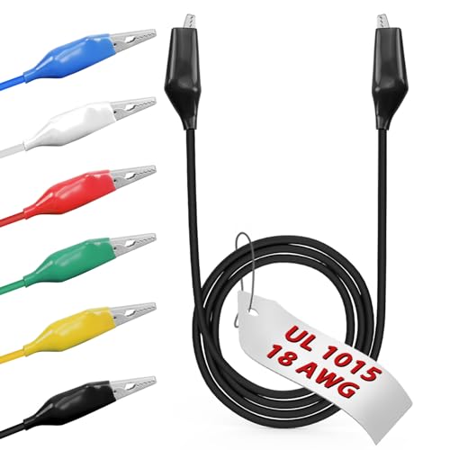 Image of 6pcs /20in. Alligator Clips Electrical with Wires UL1015 /18AWG, 6 Colors Jumper Test Leads Set, 1.77in. Clips Soldered with Wires- EDGELEC
