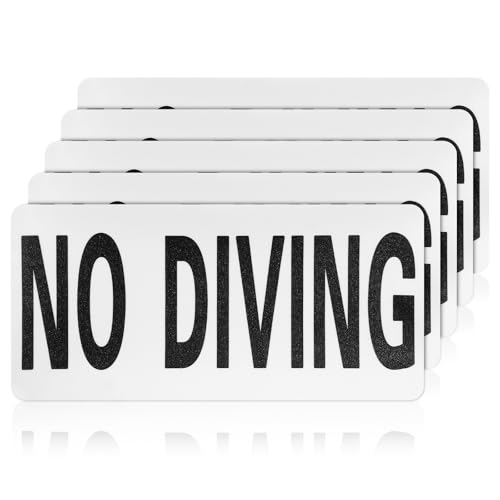 5 Pack Señales Adhesivas de Seguridad para Piscina No Diving miniatura 1