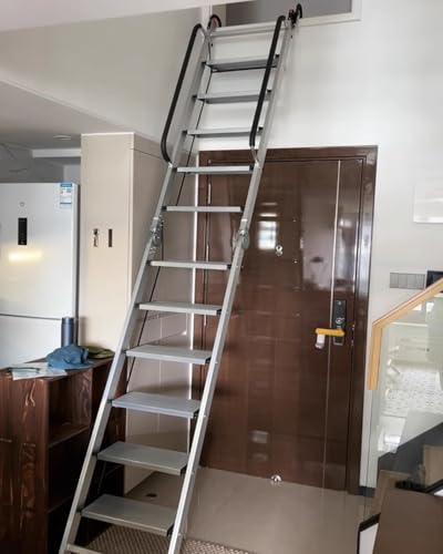 Escalera de aleación de aluminio plegable de 12 escalones para ático con aberturas pequeñas litera