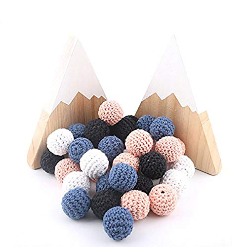 Promise Babe Rond En Bois Perles au Crochet 20mm 10PC Mélanger Couleur Perles de Bois DIY Dentition en Bois Jouet de Dentition Jouets Bijoux de Soins Infirmiers Jouets Bébé