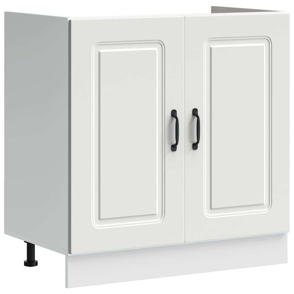 vidaXL Sink Base Cabinet Kalmar White 80x46x81.5 cm Engineered Wood, kitchen base cabinet, kitchen sink base unit, kitchen base unit for sink โ image 1