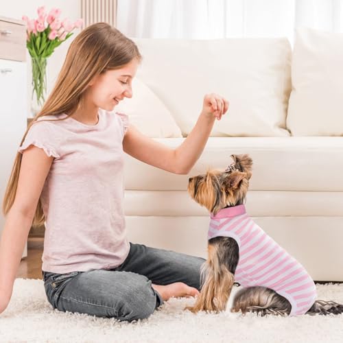 TQFlow Hundbody Nach Op, Body Hund Kastration Wundschutzanzüge Hündin Rüde, Wundschutz Professioneller Pet Recovery Suit, Operationsbody Hund Body Atmungsaktiv Hunde Einteiler (Rosa,XS)