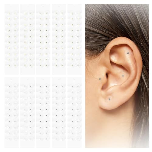 YANAJIAJIA 200PCS Ear Seeds Kit - Gold Acupuncture Ear Seeds for Ear Seeding - Disposable Auriculotherapy Stickers for Anxiety Migraine Stress & Insomnia Relief (10 Sheets)