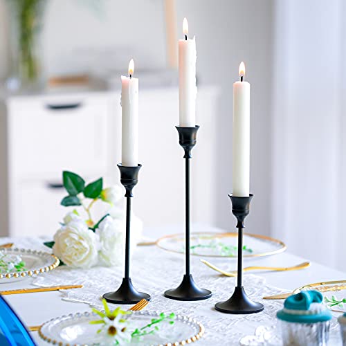 Romadedi Candlestick Holder Matte Black Candle Holder Set Of 3 Decorative Candle Holder For Taper Candle For Fireplace Mantel Dinning Table Home Decorations Black 1 Set thumb #1