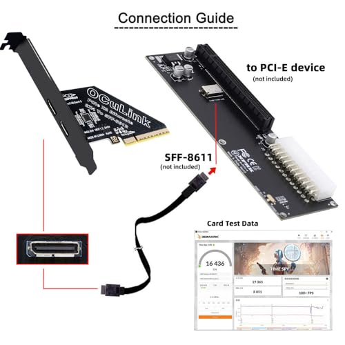 Image of Xiwai PCI-Express 4.0 8X PCIE Detachable to Dual Oculink 4X SFF-8612 SFF-8611 VROC Raid0 Adapter for U.2 SSD eGPU Graphics Card External Dock