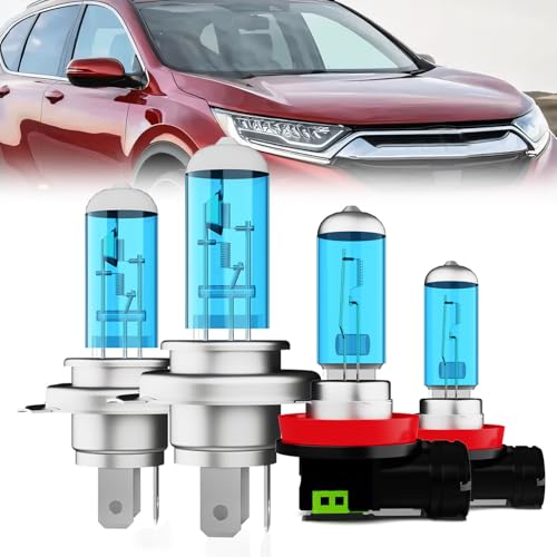 Image of Headlight Bulbs Compatible With Honda CR-V 2002-2004, 9003 + H11 High Low Beam Fog Lights Halogen Light Bulb Combo, Super Bright 6000K White, Plug and Play, Pack of 4