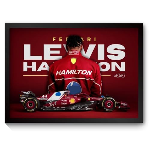 Image of Lewis Hamilton Poster Ferrari F1 Poster | Framed Ferrari F1 Car A4 Sized (31 x 23 cm) | Lewis Hamilton Posters | Ferrari Car Frame for Wall, Gift for Boys, Formula 1 Frames | Formula 1 Framed (F 083)