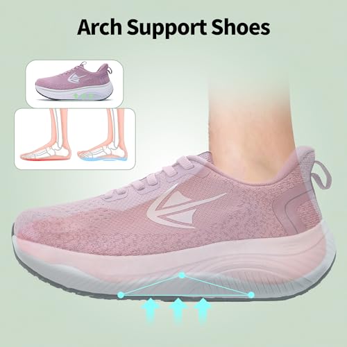 Image of RomenSi Wide Toe Box Shoes Women Arch Support Walking Shoes Comfortable Wide Width Tennis Sneakers for Plantar Fasciitis Relief US 6-11
