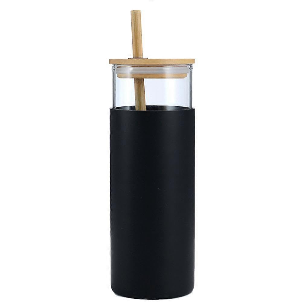 JOYHAPPST Silicone Sleeve Glass Drinking Cup Valentine's Day Glass Water Bottle Straw Silicone Protective Sleeve Bamboo Lid