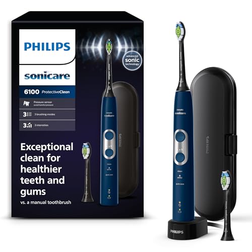 Philips Sonicare HX6871/47 Spazzolino elettrico ricaricabile ProtectiveClean 6100, blu marino