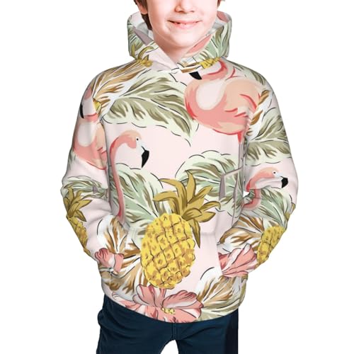 Tropical Pink Flamingo Pineapple Kid Hoodies Boys Sweatshirts Girls Pullover with Pocket3