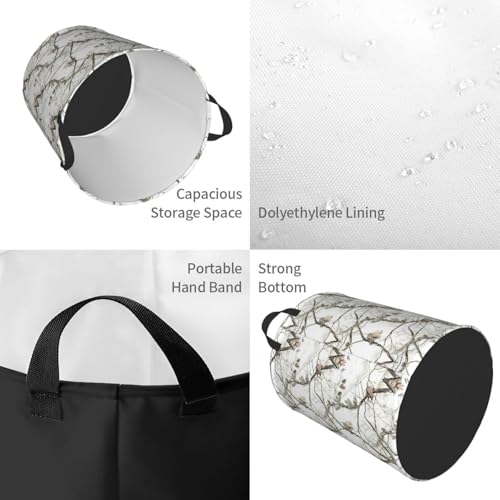 Panier à linge imperméable camouflage blanc avec poignées