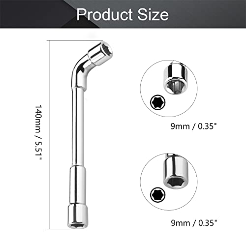 Utoolmart Metric L Shaped Angled Hex Socket Wrench, 9Mm Socket Wrenches, Mirror Chrome Plated, Cr-V, 1 Pcs #TOP1