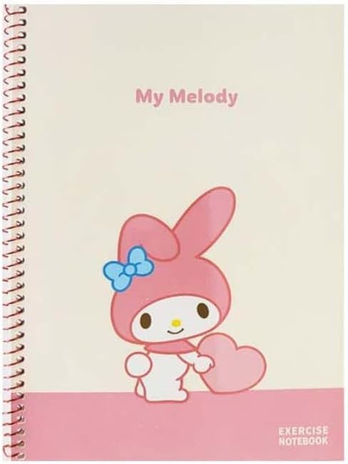 Cute My Melody - Cuaderno de espiral en blanco sin rayas, alrededor de 60 hojas, 7.3 x 10.3 pulgadas, alrededor de 60 hojas (marfil)