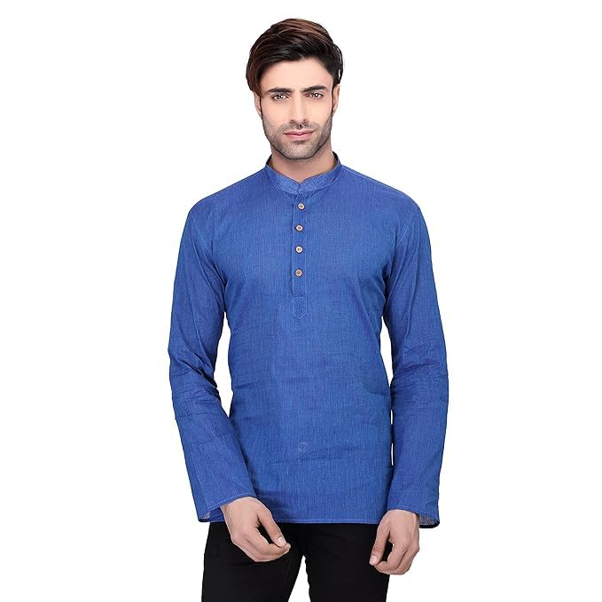 rg designers Men's Cotton Henley Neck Kurta T-Shirt Light Green Full Sleeves-picture-13