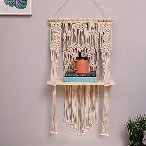 Image of Homesake Macrame Bohemian Wall Hanging Shelf-Ideal Plant Storage with Window Plant Hanger (White)