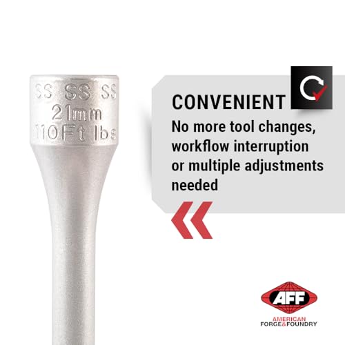 Image of AFF Torque Limited Socket, 1 /2 inch Drive, 21mm, 110 ft /lbs, Silver, 40223