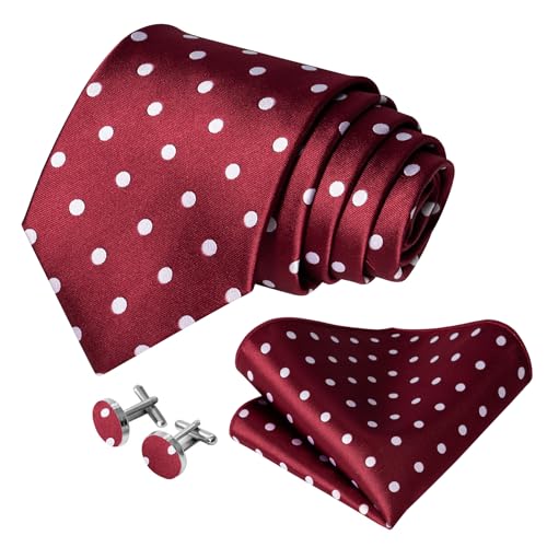Image of 5PCS Mens Silk Designer Tie, Pocket Square, Cufflinks, Drilled Tie Ring and Lapel Pin Set for Wedding Groom Party