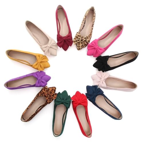 Image of TN TANGNEST Women Classical Bowknot Flats Comfort Pointy Toe Dress Shoes Walking Flats Rose Shoes red 35(5)