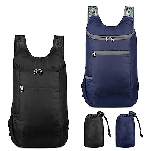 HENGBIRD 2 Pièce Sacs À Dos Pliables Ultralégers, Sac A Dos Voyage Femme Homme Sac À Dos De Randonnée Imperméable Sac À Dos Pliable Pour L'Extérieur Randonnée Camping Voyage Escalade Sport Nautiques
