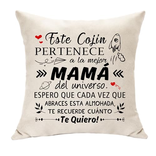 Hasodeo Este Cojín Pertenece a la Mejor Mamá Funda de Cojín Decorativa 45x45 cm Regalos para Madre Cumpleaños Día de la Madre Navidad Bautizo Funda de Almohada Regalos (Mamá)