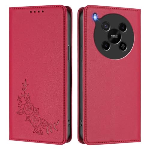 Coque ZTE Blade A56 en cuir portefeuille avec finitions fleurs latérales