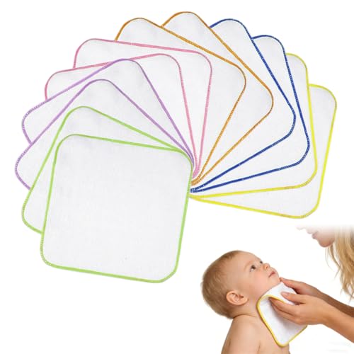 UIEXEA 12 Gants de Toilette Réutilisables en Flanelle de Coton Bio, Pour Remplacer les Lingettes Humides, Lavables et Réutilisables, Parfaites pour les Mains...