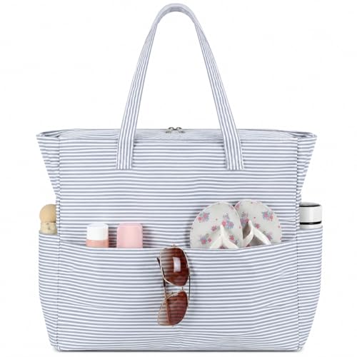 Image of LEDAOU Beach Bag Waterproof Sandproof Women Beach Tote Pool Bag with Zipper for Swim Gym Grocery Travel with Wet Pocket | Sandproof