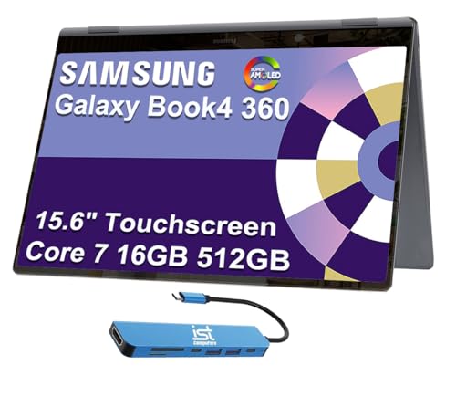 Samsung Galaxy Book4 360 2 in 1 Touchscreen Laptop (Intel Core i7 150U ( i7-1355U), 16GB DDR5, 512GB SSD) 15.6' FHD AMOLED, AI PC for Designer, Creator, Fingerprint, IST Hub, Win 11 Home, NP750QGK