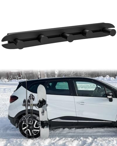 Magnetic Snowboard Rack for Car – Ski bindings; Storage Racks for Snowboards – Holder to Prevent Ski and Snowboard from Tipping Over – Protects Vehicle from Scratches (Integrated Adjustable Rack)