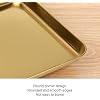 Gold Serving Trays, Metal Gold Plate Serving Tray Rectangle Decorative Cosmetic Jewelry Display Tray Stainless Steel Food Serving Tray Makeup Cosmetic Organizer