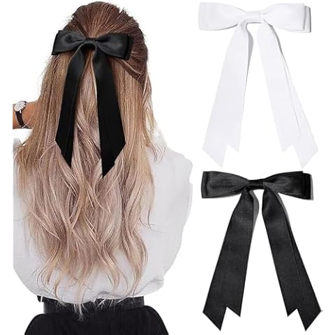 ZUFIO 2PCS Silky Satin Hair Bows for Girls Cover