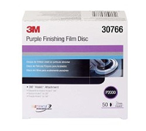 Image of 3M 30766 6 inch P2000 Grade Purple Finishing Film Hookit Disc, 4 boxes of 50 discs (200 discs total) (3M260L 5 /8 7HLS 600A)